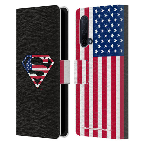 Superman DC Comics Logos U.S. Flag 2 Leather Book Wallet Case Cover For OnePlus Nord CE 5G