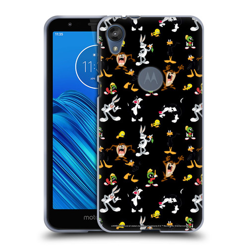 Looney Tunes Patterns Black Soft Gel Case for Motorola Moto E6