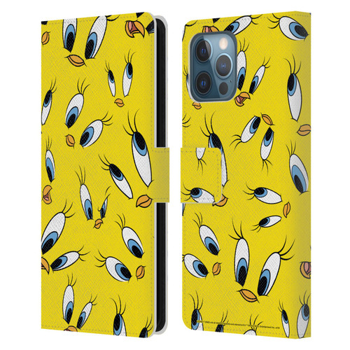 Looney Tunes Patterns Tweety Leather Book Wallet Case Cover For Apple iPhone 12 Pro Max