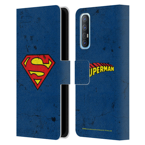 Superman DC Comics Logos Distressed Leather Book Wallet Case Cover For OPPO Find X2 Neo 5G