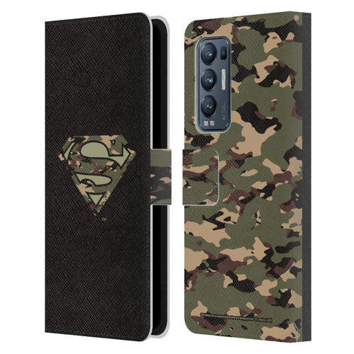 Superman DC Comics Logos Camouflage Leather Book Wallet Case Cover For OPPO Find X3 Neo / Reno5 Pro+ 5G