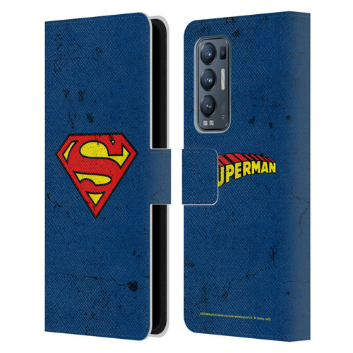 Superman DC Comics Logos Distressed Leather Book Wallet Case Cover For OPPO Find X3 Neo / Reno5 Pro+ 5G
