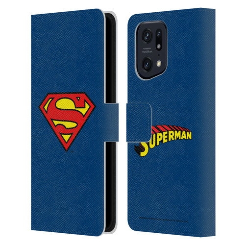 Superman DC Comics Logos Classic Leather Book Wallet Case Cover For OPPO Find X5 Pro