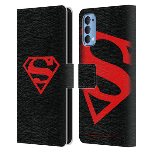 Superman DC Comics Logos Black And Red Leather Book Wallet Case Cover For OPPO Reno 4 5G