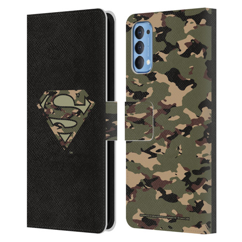 Superman DC Comics Logos Camouflage Leather Book Wallet Case Cover For OPPO Reno 4 5G