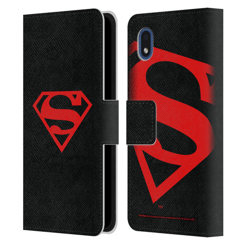 Superman DC Comics Logos Black And Red Leather Book Wallet Case Cover For Samsung Galaxy A01 Core (2020)
