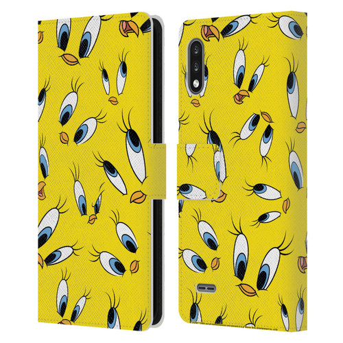 Looney Tunes Patterns Tweety Leather Book Wallet Case Cover For LG K22