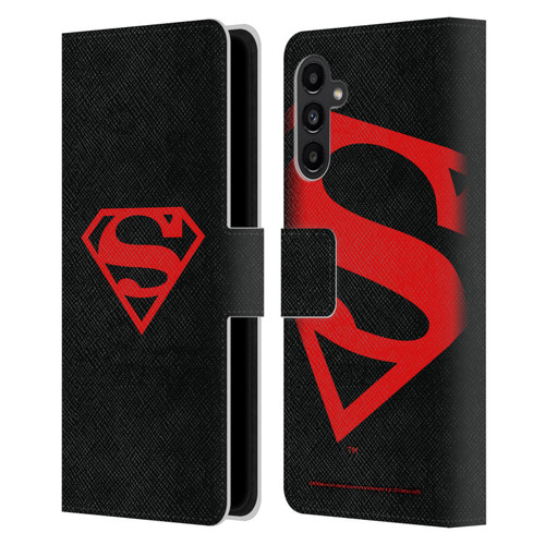 Superman DC Comics Logos Black And Red Leather Book Wallet Case Cover For Samsung Galaxy A13 5G (2021)