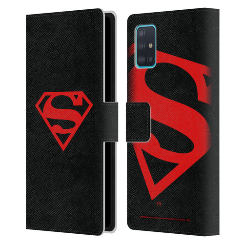 Superman DC Comics Logos Black And Red Leather Book Wallet Case Cover For Samsung Galaxy A51 (2019)