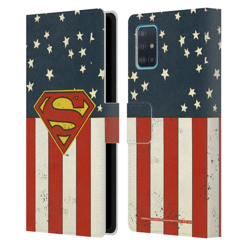 Superman DC Comics Logos U.S. Flag Leather Book Wallet Case Cover For Samsung Galaxy A51 (2019)