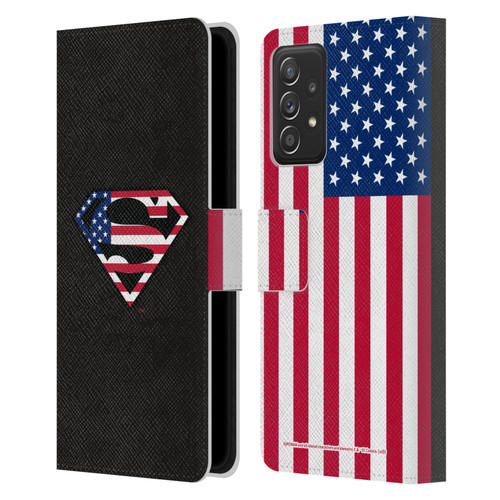 Superman DC Comics Logos U.S. Flag 2 Leather Book Wallet Case Cover For Samsung Galaxy A53 5G (2022)