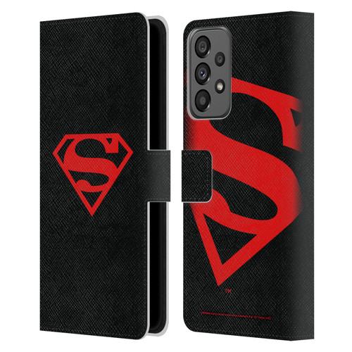 Superman DC Comics Logos Black And Red Leather Book Wallet Case Cover For Samsung Galaxy A73 5G (2022)