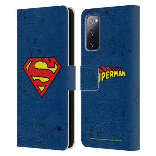 Superman DC Comics Logos Distressed Leather Book Wallet Case Cover For Samsung Galaxy S20 FE / 5G