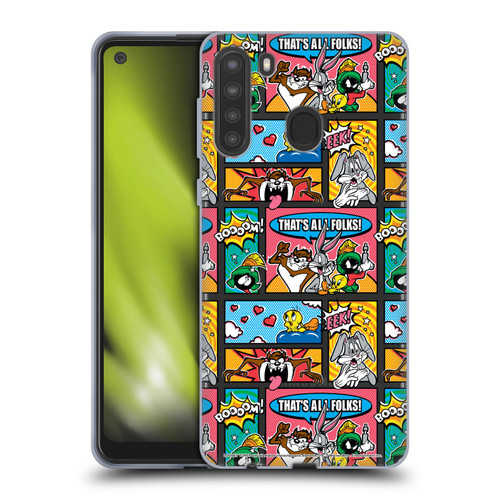 Looney Tunes Patterns Comics Soft Gel Case for Samsung Galaxy A21 (2020)