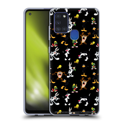 Looney Tunes Patterns Black Soft Gel Case for Samsung Galaxy A21s (2020)