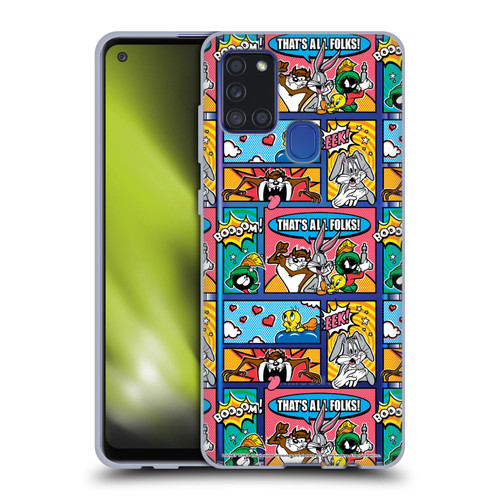 Looney Tunes Patterns Comics Soft Gel Case for Samsung Galaxy A21s (2020)