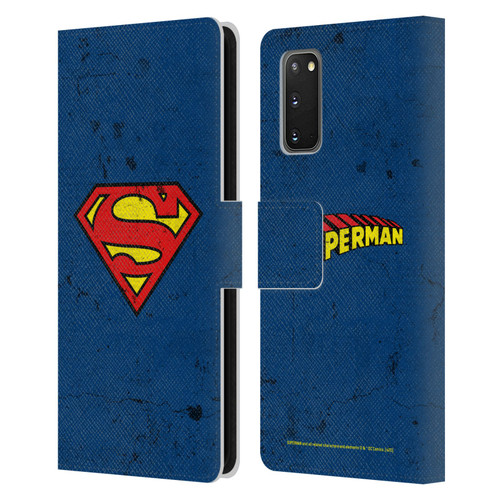 Superman DC Comics Logos Distressed Leather Book Wallet Case Cover For Samsung Galaxy S20 / S20 5G