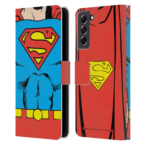 Superman DC Comics Logos Classic Costume Leather Book Wallet Case Cover For Samsung Galaxy S21 FE 5G