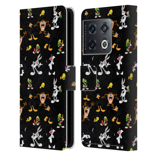 Looney Tunes Patterns Black Leather Book Wallet Case Cover For OnePlus 10 Pro