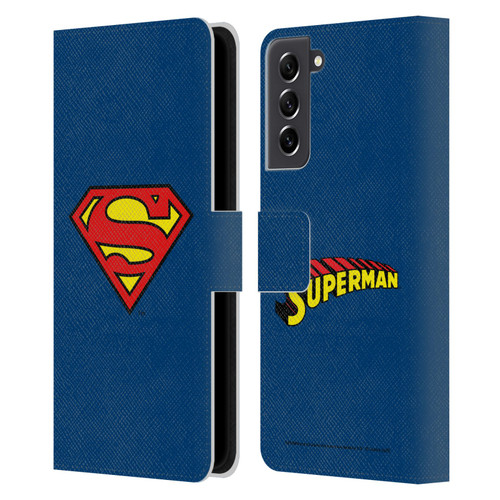 Superman DC Comics Logos Classic Leather Book Wallet Case Cover For Samsung Galaxy S21 FE 5G