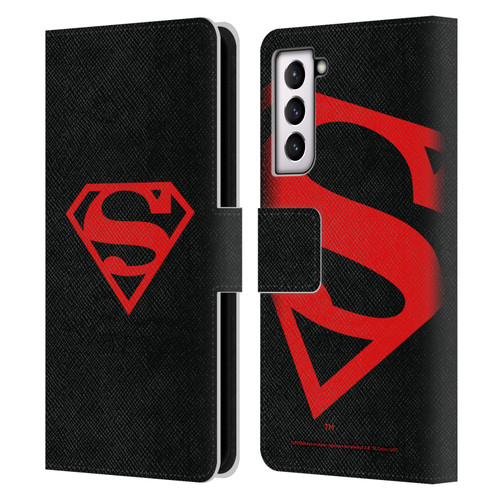 Superman DC Comics Logos Black And Red Leather Book Wallet Case Cover For Samsung Galaxy S21 5G