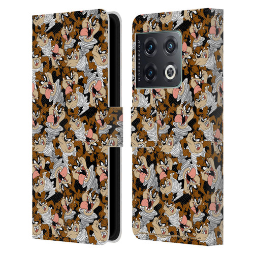Looney Tunes Patterns Tasmanian Devil Leather Book Wallet Case Cover For OnePlus 10 Pro