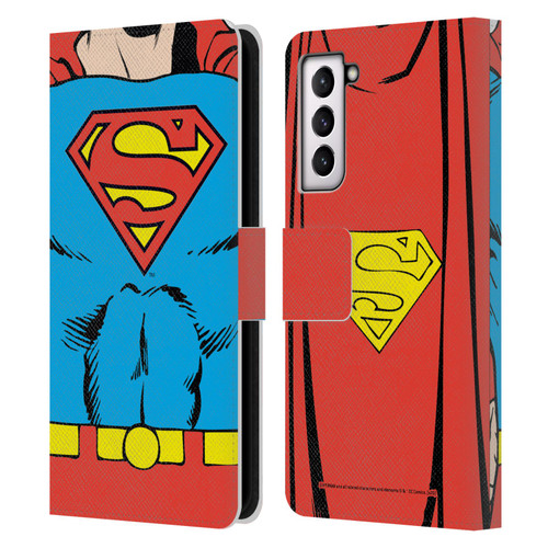 Superman DC Comics Logos Classic Costume Leather Book Wallet Case Cover For Samsung Galaxy S21 5G