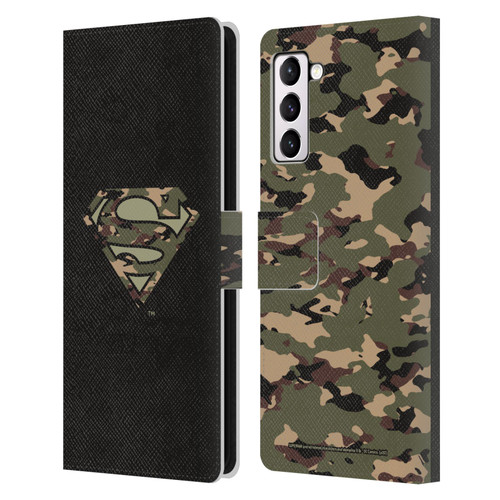 Superman DC Comics Logos Camouflage Leather Book Wallet Case Cover For Samsung Galaxy S21+ 5G