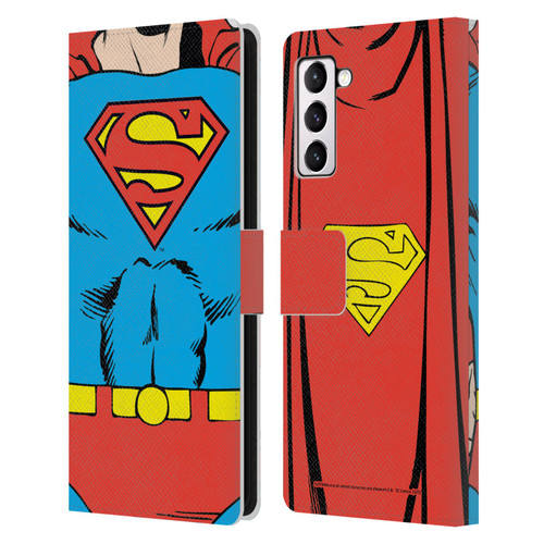 Superman DC Comics Logos Classic Costume Leather Book Wallet Case Cover For Samsung Galaxy S21+ 5G