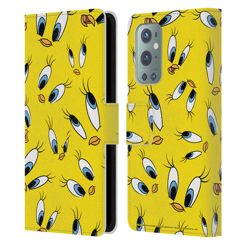 Looney Tunes Patterns Tweety Leather Book Wallet Case Cover For OnePlus 9