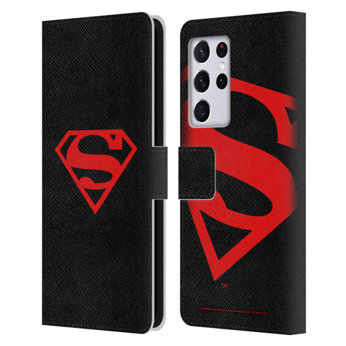 Superman DC Comics Logos Black And Red Leather Book Wallet Case Cover For Samsung Galaxy S21 Ultra 5G