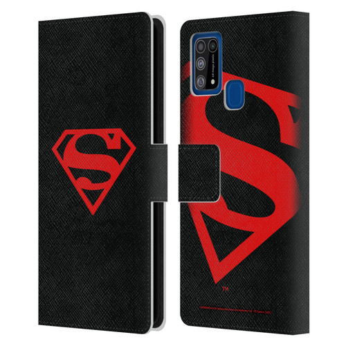 Superman DC Comics Logos Black And Red Leather Book Wallet Case Cover For Samsung Galaxy M31 (2020)