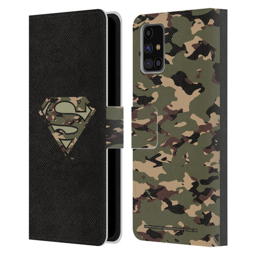 Superman DC Comics Logos Camouflage Leather Book Wallet Case Cover For Samsung Galaxy M31s (2020)