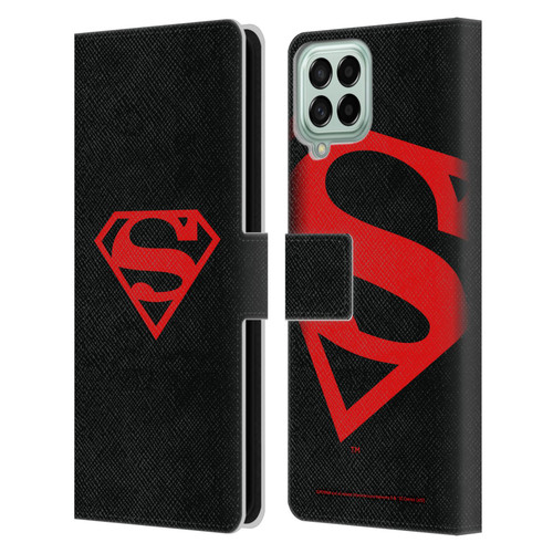 Superman DC Comics Logos Black And Red Leather Book Wallet Case Cover For Samsung Galaxy M33 (2022)