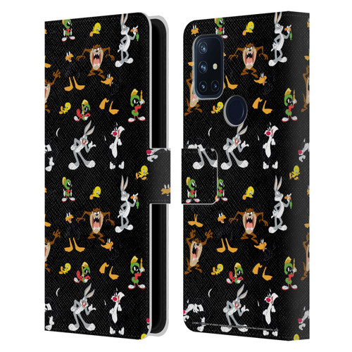 Looney Tunes Patterns Black Leather Book Wallet Case Cover For OnePlus Nord N10 5G