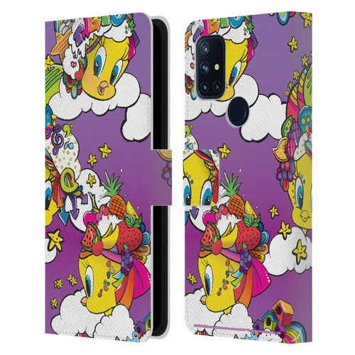 Looney Tunes Patterns Tweety Purple Leather Book Wallet Case Cover For OnePlus Nord N10 5G