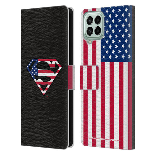 Superman DC Comics Logos U.S. Flag 2 Leather Book Wallet Case Cover For Samsung Galaxy M53 (2022)