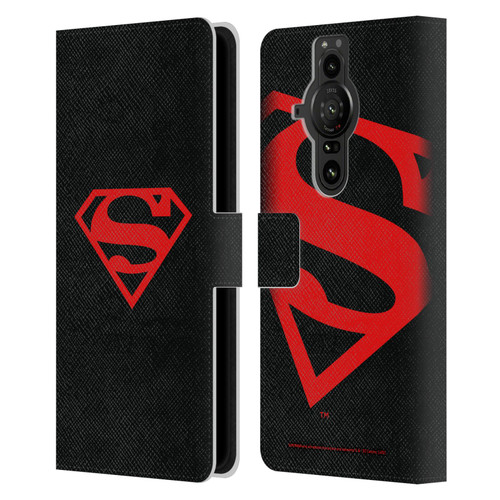 Superman DC Comics Logos Black And Red Leather Book Wallet Case Cover For Sony Xperia Pro-I
