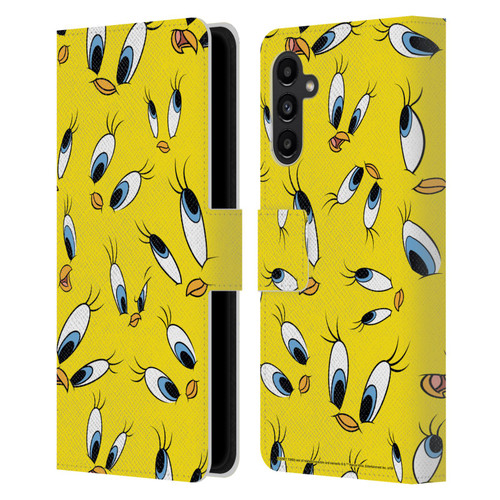 Looney Tunes Patterns Tweety Leather Book Wallet Case Cover For Samsung Galaxy A13 5G (2021)