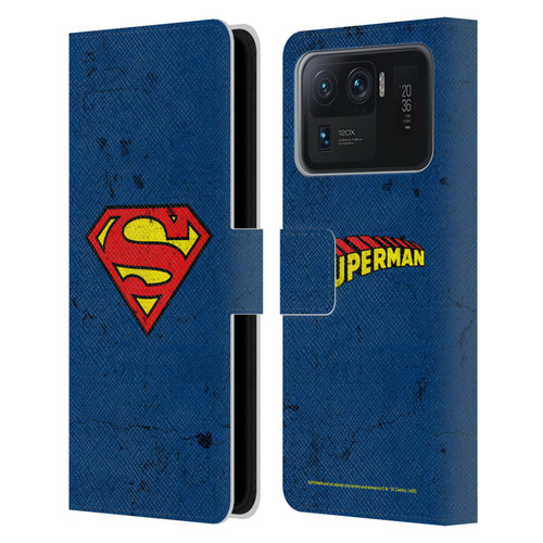 Superman DC Comics Logos Distressed Leather Book Wallet Case Cover For Xiaomi Mi 11 Ultra