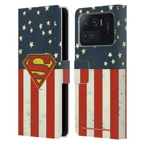 Superman DC Comics Logos U.S. Flag Leather Book Wallet Case Cover For Xiaomi Mi 11 Ultra