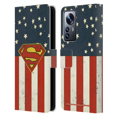 Superman DC Comics Logos U.S. Flag Leather Book Wallet Case Cover For Xiaomi 12 Pro