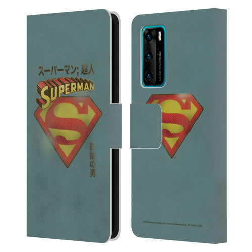 Superman DC Comics Vintage Fashion Japanese Logo Leather Book Wallet Case Cover For Huawei P40 5G