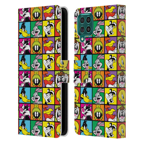 Looney Tunes Patterns Tiles Leather Book Wallet Case Cover For Samsung Galaxy F62 (2021)