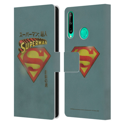 Superman DC Comics Vintage Fashion Japanese Logo Leather Book Wallet Case Cover For Huawei P40 lite E
