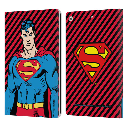 Superman DC Comics Vintage Fashion Stripes Leather Book Wallet Case Cover For Apple iPad 10.2 2019/2020/2021