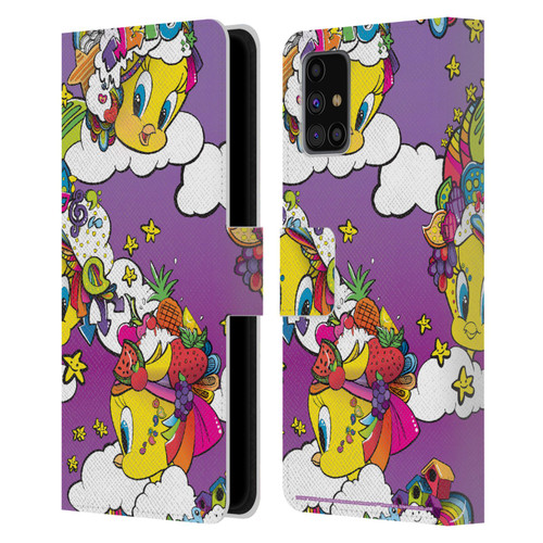 Looney Tunes Patterns Tweety Purple Leather Book Wallet Case Cover For Samsung Galaxy M31s (2020)