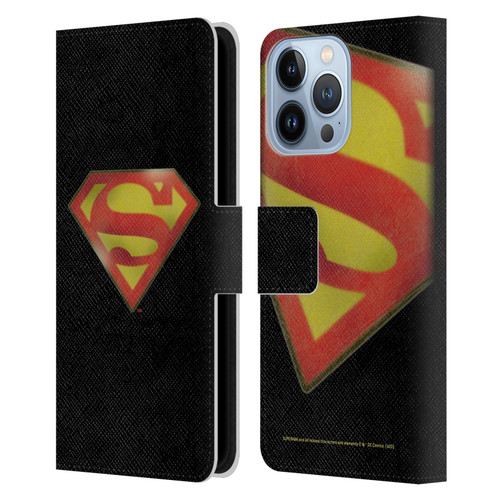 Superman DC Comics Vintage Fashion Logo Leather Book Wallet Case Cover For Apple iPhone 13 Pro