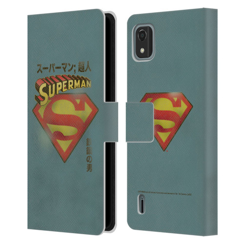 Superman DC Comics Vintage Fashion Japanese Logo Leather Book Wallet Case Cover For Nokia C2 2nd Edition
