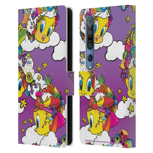 Looney Tunes Patterns Tweety Purple Leather Book Wallet Case Cover For Xiaomi Mi 10 5G / Mi 10 Pro 5G
